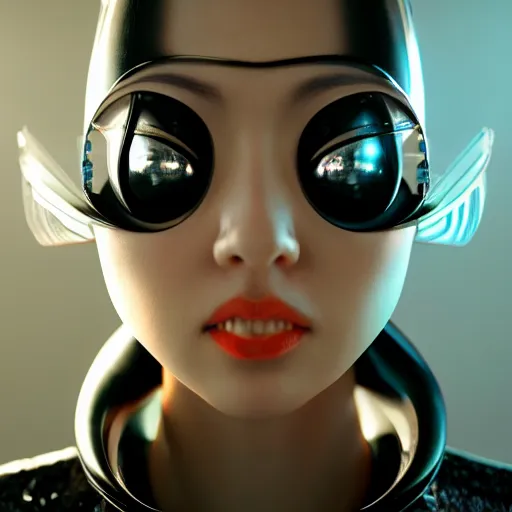 Prompt: futuristic japanese inspired avant-garde art, deco fashion, highly detailed, photorealistic portrait, bright studio setting, studio lighting, crisp quality and light reflections, unreal engine 5 quality render