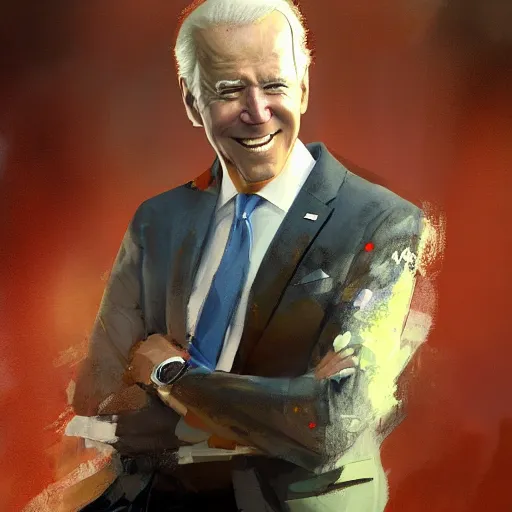 Prompt: joe biden as an elf, painting by greg ruthowski, alphonse murac, craig mullins, collaborative artwork, highly praised, portrait, artstation