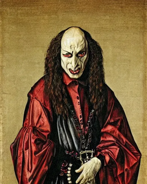 Prompt: a portrait of gene simmons painted by albrecht durer, highly detailed