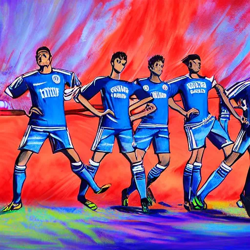 Image similar to disco diffusion painting of marseille football team by makoto shinkai, masterpiece, contest award winner