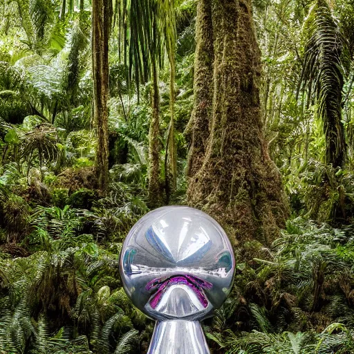 Image similar to chrome blob in rainforest, canon eos r 3, f / 1. 4, iso 2 0 0, 1 / 1 6 0 s, 8 k, raw, unedited, symmetrical balance, in - frame