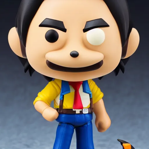 Prompt: Shigeru Miyamoto Funko Pop, figurine, 24mm lens, high resolution 8k, studio lighting,