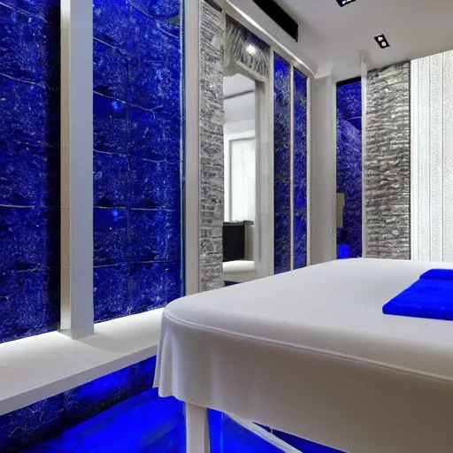 Image similar to luxury spa with lapis lazuli walls