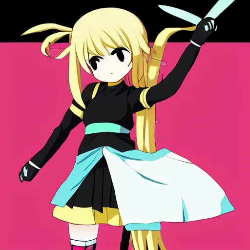 Image similar to cute anime ninja school girl in the style of katanagatari, kuudere, expressionless