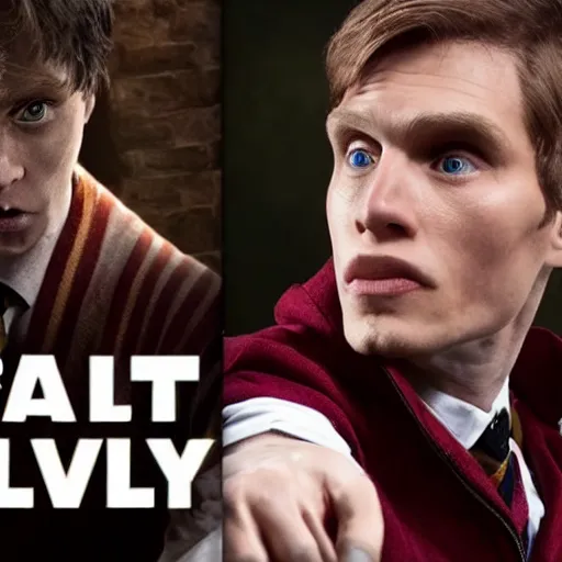 Prompt: Live Action Still of Jerma in Harry Potter, real life, hyperrealistic, ultra realistic, realistic, highly detailed, epic, HD quality, 8k resolution, body and headshot, film still