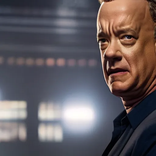 Image similar to a still of tom hanks in the avengers movie, 4 k, studio lighting, marvel cinematic, bokeh