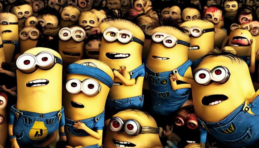 Prompt: fight club!!!!, fight club!!!! ((((the minions)))), movie still