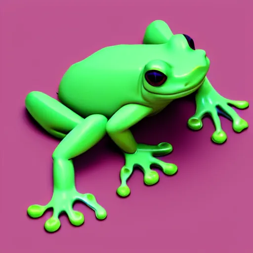 Prompt: low polygon render of a frog on a white background, isometric 3 d, ultra hd