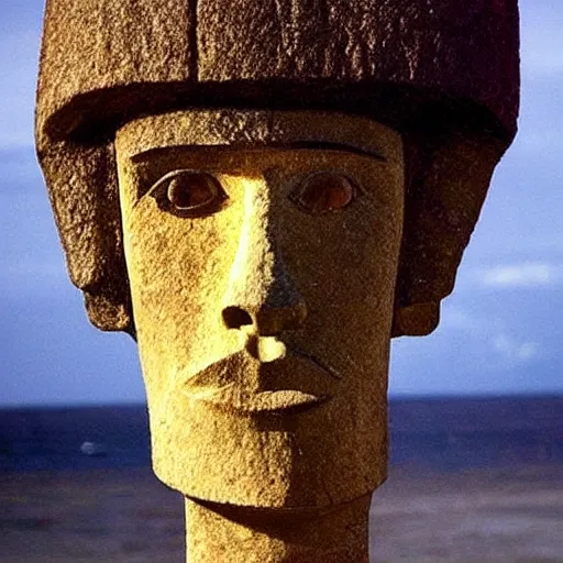 Image similar to easter island head that looks like bob dylan