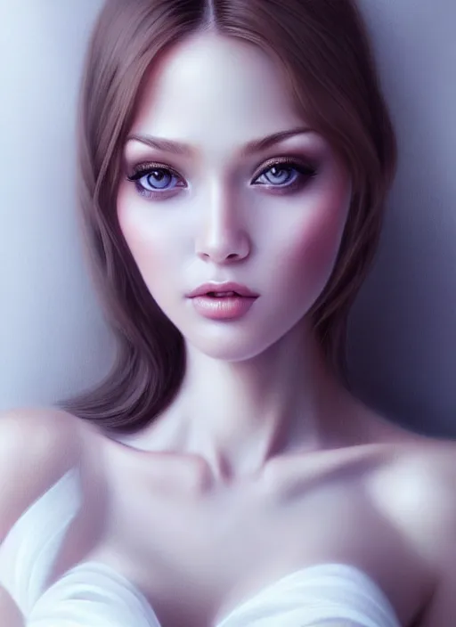 Prompt: a gorgeous female photo, professionally retouched, soft lighting, realistic, smooth face, full body, white dress, perfect eyes, wide angle, sharp focus on eyes, 8 k high definition, insanely detailed, intricate, elegant, art by artgerm, snowy winter