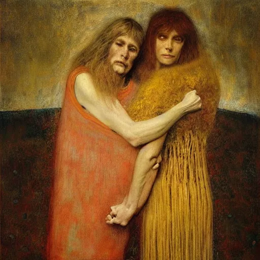 Prompt: the restraint of beasts, by Odd Nerdrum and Gustav Klimt, oil on canvas, beautiful, eerie, surreal, colorful