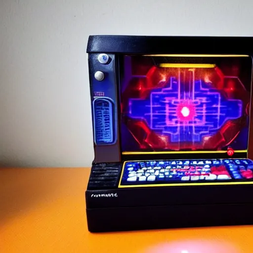 Image similar to a retro computer that is a portal to another world