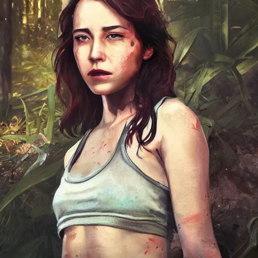 Image similar to fallout 5, charismatic beautiful rugged brunette female protagonist, portrait, outdoors tropical cityscape, atmospheric lighting, painted, intricate, volumetric lighting, beautiful, daytime, sunny weather, slight overcast, sharp focus, deep colours, ultra detailed, by leesha hannigan, ross tran, thierry doizon, kai carpenter, ignacio fernandez rios