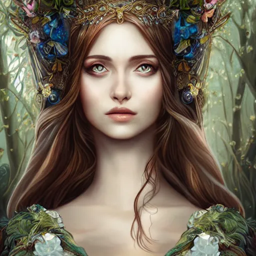 Image similar to a beautiful elvish goddess , 8k, highly detailed, sharp, realistic, in style of Anna Dittmann