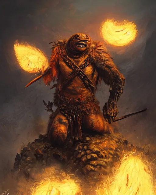 Prompt: oil painting of Angry Anthropomorphized Turtle Berserker, wearing fur armor, claws, sharp focus, attack pose, fantasy style, octane render, volumetric lighting, 8k high definition, by greg rutkowski, highly detailed, trending on art Station, magic the gathering artwork, burning Battlefield background, centered