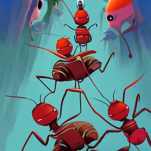 Prompt: The Ant battle, movie poster, artwork by Cory Loftis