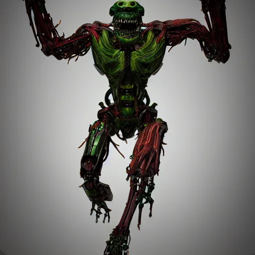 Image similar to a biomechanical horror, half creature half machine, DOOM inspired, realistic octane render