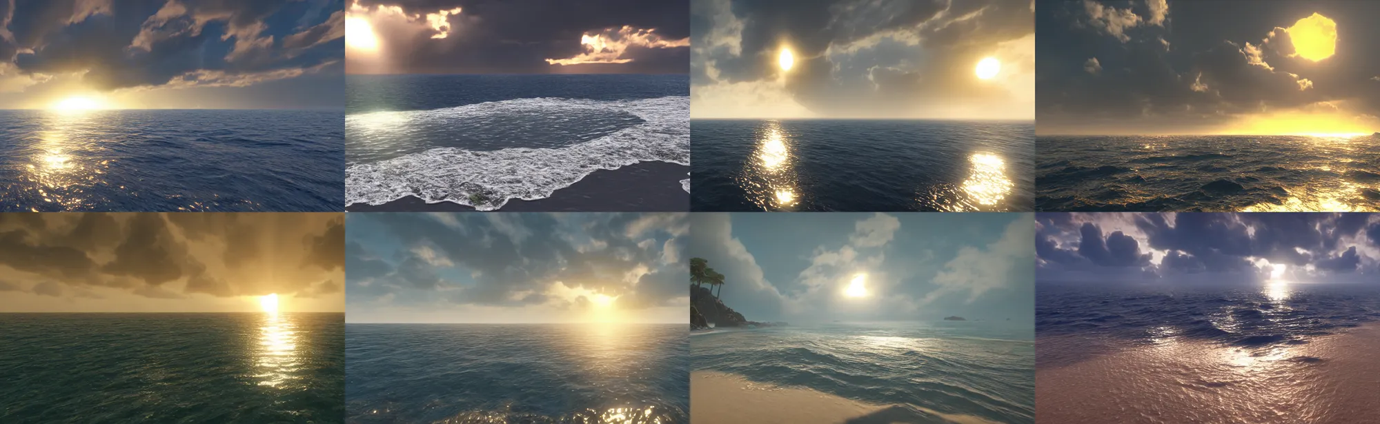 Prompt: Sun coming in the sea after a storm, Glorious Remastered in Unreal Engine 5.1 With Lumen and Volumetrics