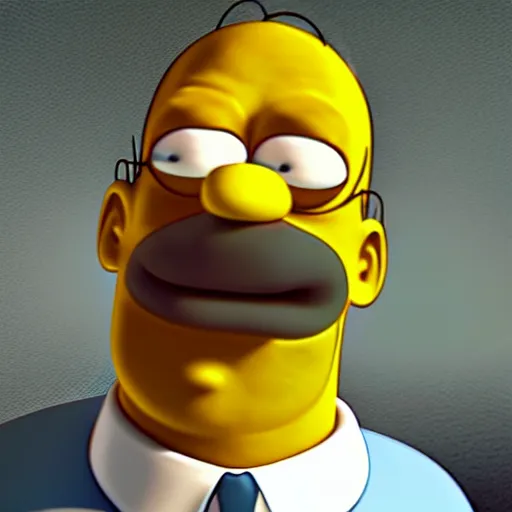 Image similar to A high res octane blender render photograph of Homer Simpson.