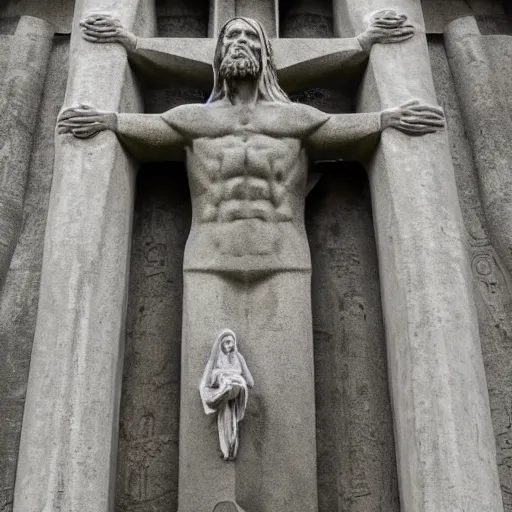 Image similar to giant concrete statue of Christ on a cross