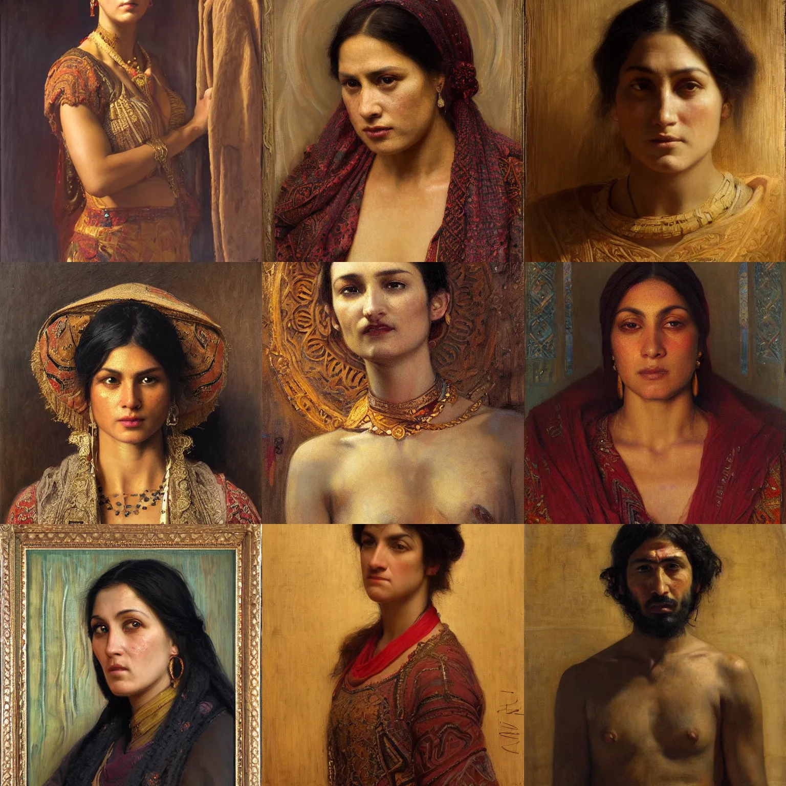 Prompt: orientalism enraged face portrait by Edwin Longsden Long and Theodore Ralli and Nasreddine Dinet and Adam Styka, masterful intricate artwork. Oil on canvas, excellent lighting, high detail 8k