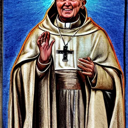 Image similar to pope John Paul II art by Glenn Fabry