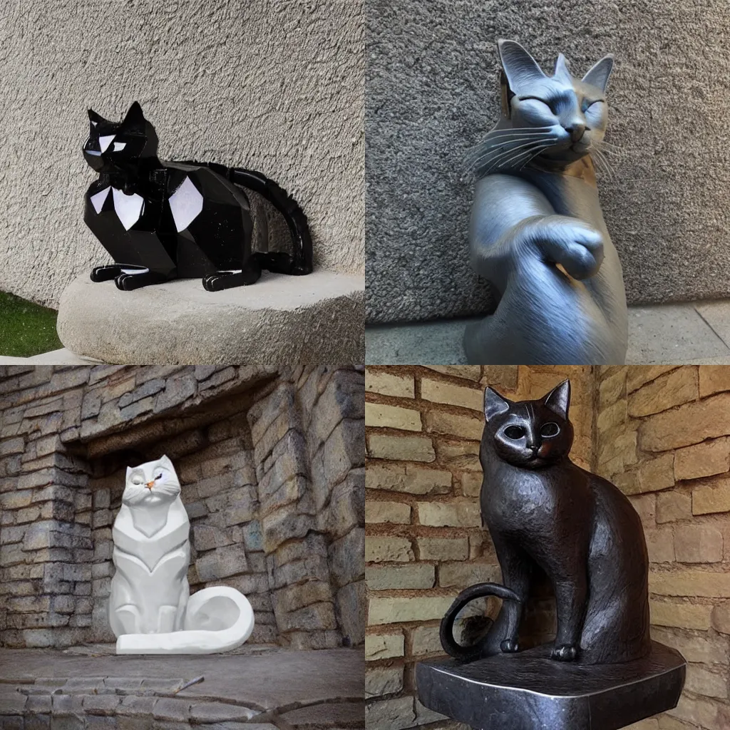 Prompt: cat sculpture made of crystal in the castle, by greg rutkowski and andreas rocha