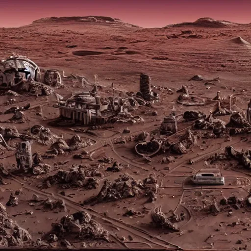 Image similar to diorama of a city on mars, detailed photo