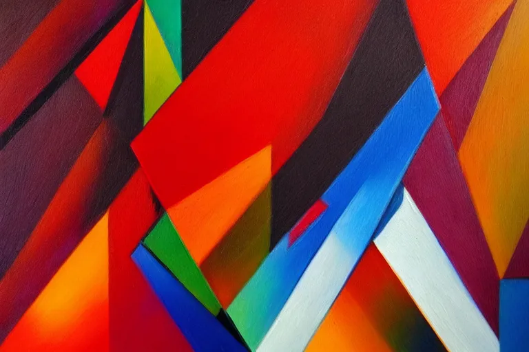 Image similar to abstract geometric oil painting with sharp crisp lines