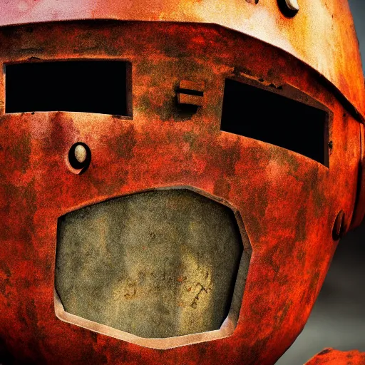 Prompt: old friendly rusted robot, portrait, 4 k