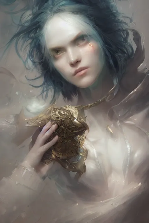 Image similar to face closeup beautiful girl necromancer casting magic spell, angel, 3 d render, hyper realistic detailed portrait, magic storm, thunder, ruan jia, wlop. scifi, fantasy, magic the gathering, hyper detailed, octane render, concept art, peter mohrbacher