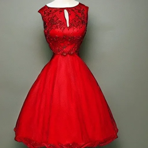 Image similar to A beautiful dress colored red, blue, yellow