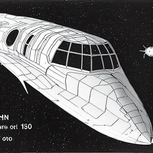 Prompt: scout spaceship with 100-ton hull used for exploration survey and courier duties, tony roberts, jim burns, don davis, terran trade authority