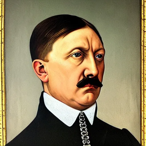 Prompt: a renaissance style portrait painting of Adolf Hitler