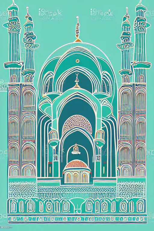 Image similar to minimalist boho style art of colorful mosque, illustration, vector art