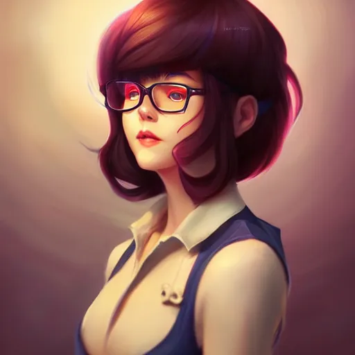 Image similar to a portrait of a beautiful velma, art by lois van baarle and loish and ross tran and rossdraws and sam yang and samdoesarts and artgerm and saruei, digital art, highly detailed, intricate, sharp focus, trending on artstation hq, deviantart, unreal engine 5, 4 k uhd image