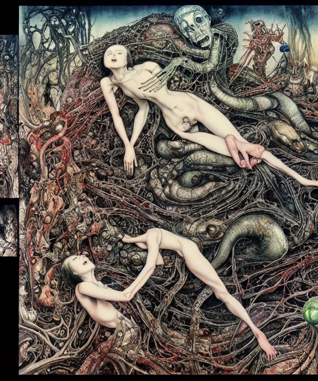 Image similar to early colour 8k photo of the miracle of life by H.R.Giger, Vania Zouravliov, by Ayami Kojima, Amano, Takato Yamamoto