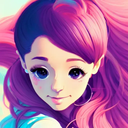 Image similar to ariana grande, sunny day background, intricate, highly detailed, digital painting, artstation, official media, anime key visual, concept art, rich vivid colors, ambient lighting, sharp focus, illustration, art by Artgerm, Makoto Shinkai, Ilya Kuvshinov, Lois Van Baarle, and Rossdraws