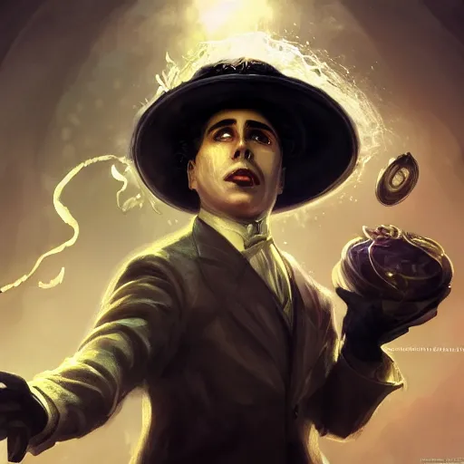 Prompt: portrait of charlie chaplin as a spellcaster, league of legends amazing splashscreen artwork, splash art, natural light, elegant, photorealistic facial features, intricate, fantasy, detailed face, atmospheric lighting, anamorphic lens flare, cinematic lighting, league of legends splash art, hd wallpaper, ultra high details by greg rutkowski