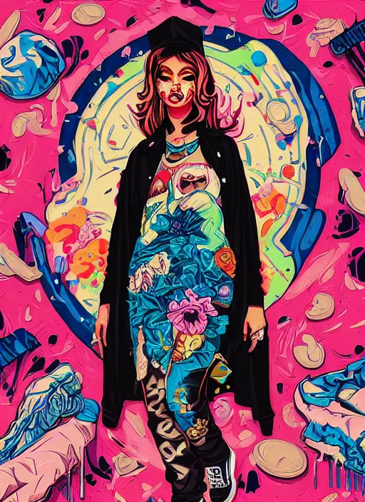 Image similar to zombie full body latina hiphop streetwear drip, tristan eaton, victo ngai, artgerm, rhads, ross draws