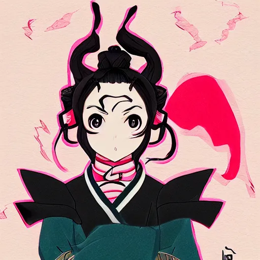 Image similar to portrait of Nezuko from Demon Slayer