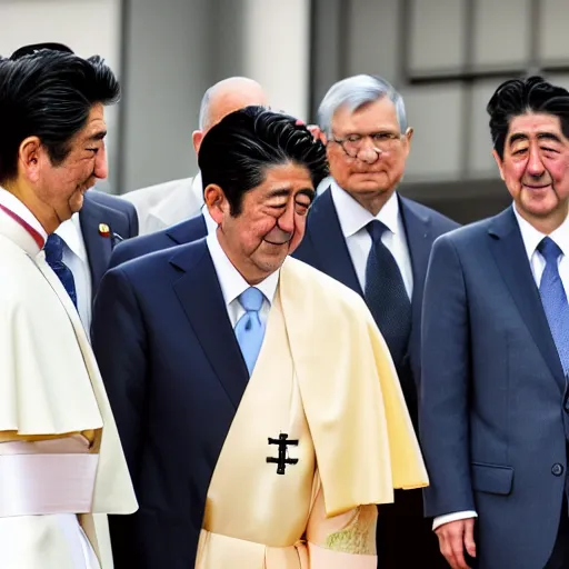 Image similar to shinzo abe is the new pope, ( sony a 7 r iv, symmetric balance, polarizing filter, photolab, lightroom, 4 k, dolby vision, photography award, vogue, perfect face )