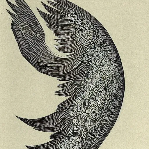 Prompt: A pigeon transforming to a fish step by step in detailed, MC escher