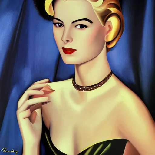 Image similar to painting of Grace Kelly by Tamara de lempicka 8k high definition high quality