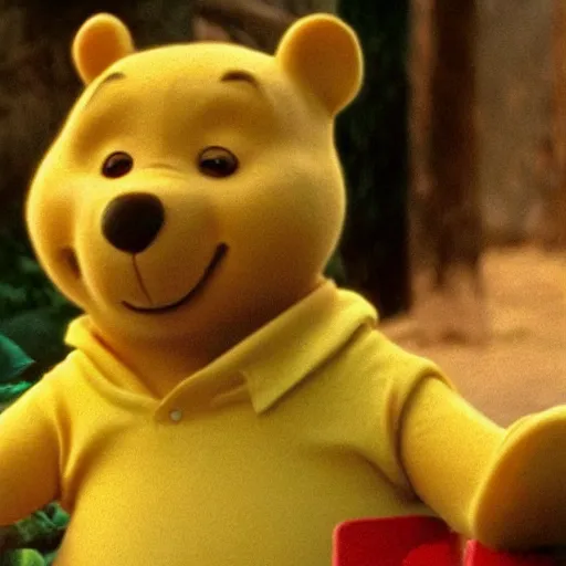 Image similar to A still of Keanu Reeves as Winnie the Pooh