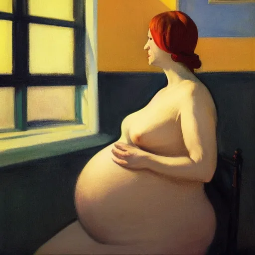 Prompt: a snooty pregnant witch portrait, by edward hopper, new artstation artist,