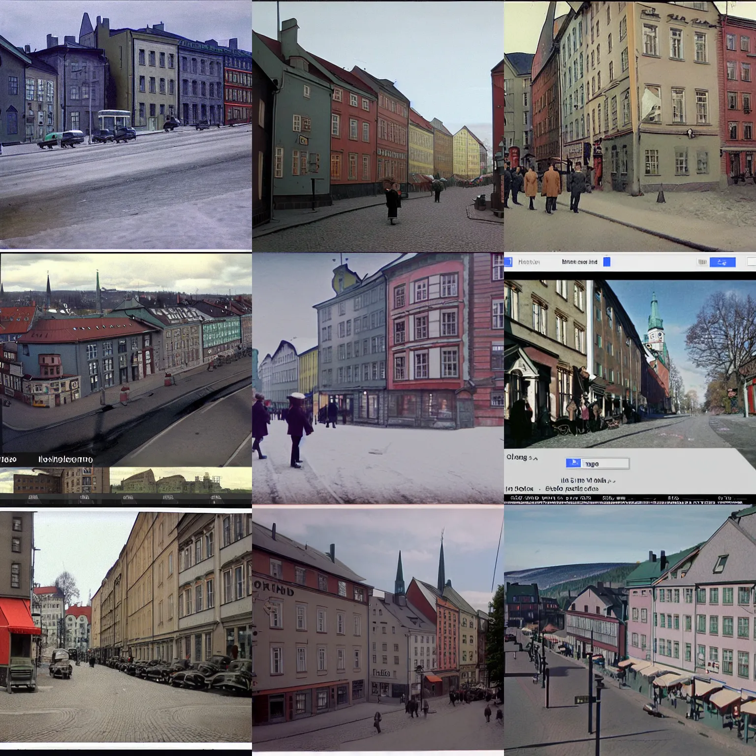 Prompt: google streetview screenshot from oslo in color from 1 9 4 1