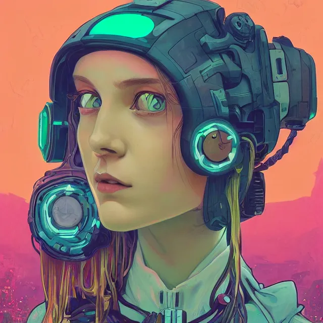 Prompt: a beautiful portrait painting of a ( cyberpunk ) girl by simon stalenhag and pascal blanche and alphonse mucha!! and nekro!. in style of digital art. colorful comic, film noirs, symmetry, vibrating colors, hyper detailed. octane render. trending on artstation