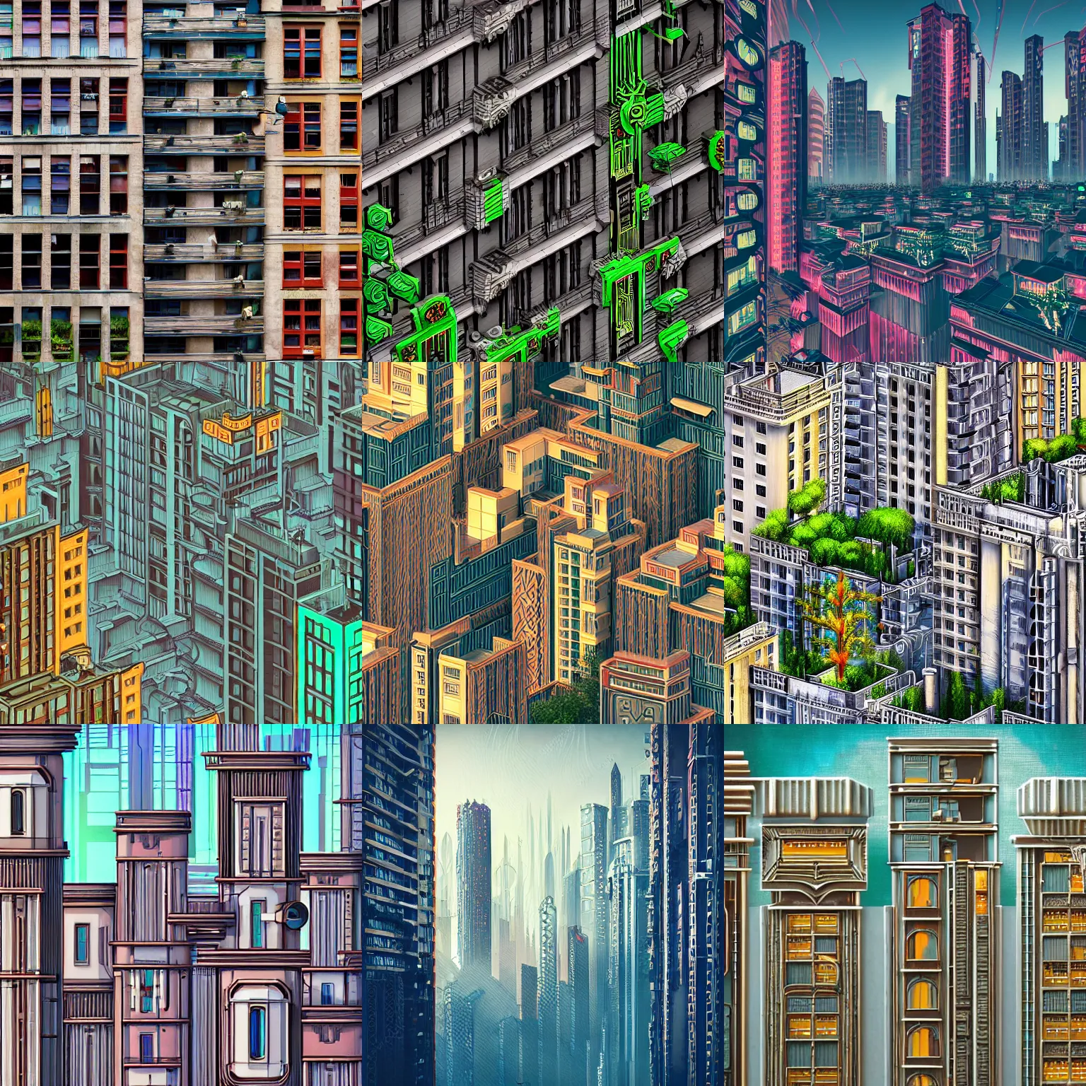 Image similar to detailed photo of a beautiful Art Deco cyberpunk terraced skyline with gardens