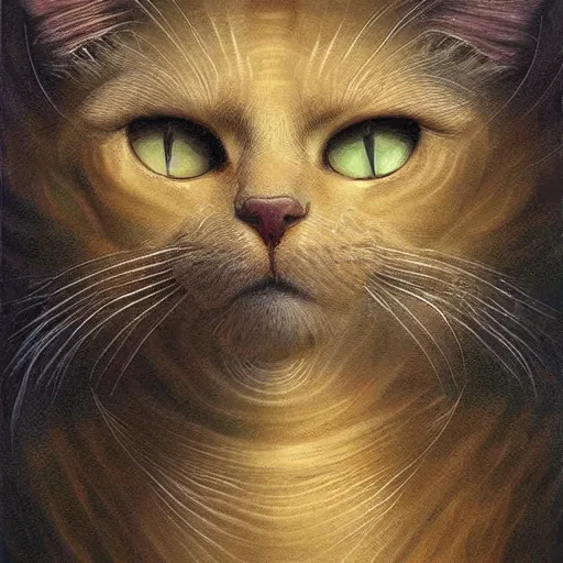 Image similar to divine heaven cat, digital art by John Howe